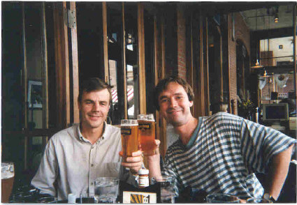 Yan and Youri toasting with a cool brewsky