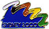 Pinstop Sydney 2000 Bid pin, cutout wave/blue base