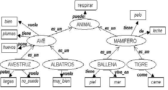 ejemplo de red sem&aacute;ntica sobre animales