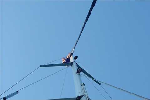 Theo on mast.
