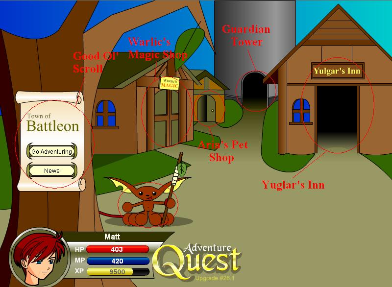 Map of the town of BattleOn!