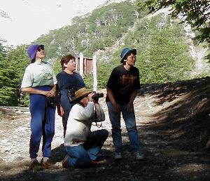 Maruja, Maria Erica, Carola and Margaret discovering a new species.