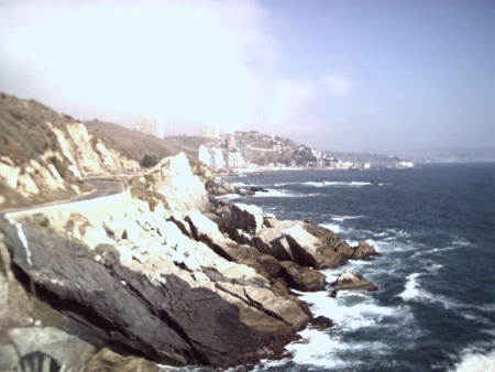the coastline along the city's edge.