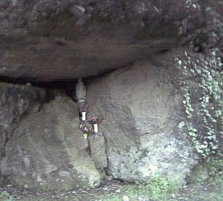 A natural cave grotto with image of Mary.