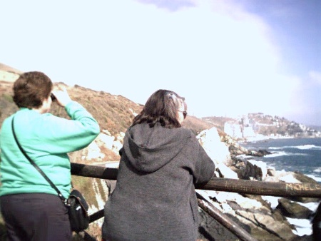 Mimi and Janie, looking for sea lions off the coast.