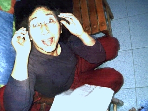 Nora goofing off.