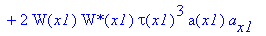 4*W(x1)*`W*`(x1)*D*tau(x1)^3*a(x1)^2*psi(x1)+W[x1]*`W*`(x1)*tau(x1)^3*a(x1)^2+W(x1)*`W*`[x1]*tau(x1)^3*a(x1)^2+3*W(x1)*`W*`(x1)*tau(x1)^2*a(x1)^2*tau[x1]+2*W(x1)*`W*`(x1)*tau(x1)^3*a(x1)*a[x1]