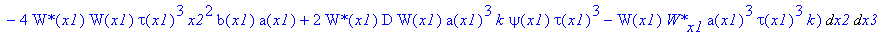 Int(Int(-exp(-(x2^2*tau(x1)^2+2*x3^2*a(x1)^2)/a(x1)^2/tau(x1)^2)*(-8*`W*`(x1)*D*W(x1)*a(x1)^3*k*psi(x1)*x3^2*tau(x1)-`W*`(x1)*W[x1]*a(x1)^3*tau(x1)^3*k-2*`W*`(x1)*W(x1)*tau(x1)^3*k*x2^2*a[x1]-4*`W*`(x1...