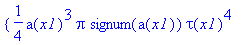 PIECEWISE([1/4*a(x1)^3*Pi*signum(a(x1))*tau(x1)^4*(W(x1)*`W*`[x1]*a(x1)*k+`W*`(x1)*W[x1]*a(x1)*k+`W*`(x1)*W(x1)*k*a[x1]-2*`W*`(x1)*W(x1)*b(x1)*a(x1)-2*`W*`(x1)*D*W(x1)*a(x1)*k*psi(x1))*2^(1/2)*csgn(con...