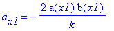 a[x1] = -2*a(x1)*b(x1)/k