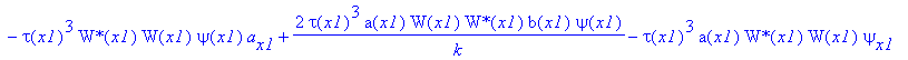 eq27 := 1/2*tau(x1)*a(x1)*W(x1)^2*`W*`(x1)^2*kappa-2*tau(x1)^3*a(x1)*`W*`(x1)*W(x1)*D*psi(x1)^2-3*tau(x1)^2*a(x1)*`W*`(x1)*W(x1)*psi(x1)*tau[x1]-tau(x1)^3*`W*`(x1)*W(x1)*psi(x1)*a[x1]+2*tau(x1)^3/k*a(x...