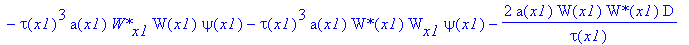 eq27 := 1/2*tau(x1)*a(x1)*W(x1)^2*`W*`(x1)^2*kappa-2*tau(x1)^3*a(x1)*`W*`(x1)*W(x1)*D*psi(x1)^2-3*tau(x1)^2*a(x1)*`W*`(x1)*W(x1)*psi(x1)*tau[x1]-tau(x1)^3*`W*`(x1)*W(x1)*psi(x1)*a[x1]+2*tau(x1)^3/k*a(x...