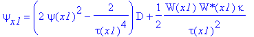 psi[x1] = (2*psi(x1)^2-2/tau(x1)^4)*D+1/2*1/tau(x1)^2*W(x1)*`W*`(x1)*kappa