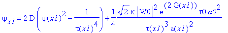 psi[x1] = 2*D*(psi(x1)^2-1/(tau(x1)^4))+1/4*2^(1/2)*kappa*abs(W0)^2*exp(2*G(x1))*tau0*a0^2/tau(x1)^3/a(x1)^2