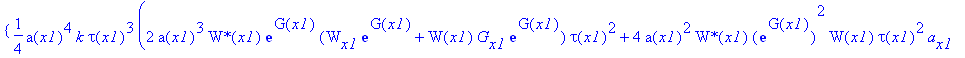 PIECEWISE([1/4*a(x1)^4*k*tau(x1)^3*(2*a(x1)^3*`W*`(x1)*exp(G(x1))*(W[x1]*exp(G(x1))+W(x1)*G[x1]*exp(G(x1)))*tau(x1)^2+4*a(x1)^2*`W*`(x1)*exp(G(x1))^2*W(x1)*tau(x1)^2*a[x1]+8*a(x1)^3*`W*`(x1)*exp(G(x1))...