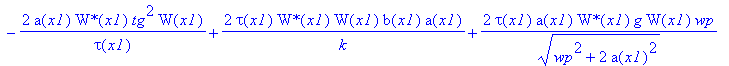 eq46 := tau(x1)*W(x1)*`W*`[x1]*a(x1)+tau(x1)*`W*`(x1)*W[x1]*a(x1)+W(x1)*`W*`(x1)*a(x1)*tau[x1] = -2*tau(x1)*a(x1)*W(x1)*`W*`(x1)*G[x1]-2/tau(x1)*a(x1)*`W*`(x1)*tg^2*W(x1)+2/k*tau(x1)*`W*`(x1)*W(x1)*b(x...