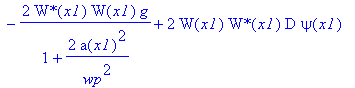 Diff(abs(W(x1))^2,x1)+2*abs(W(x1))^2*G[x1] = -4/tau(x1)^2*`W*`(x1)*tg^2*W(x1)+4/k*`W*`(x1)*W(x1)*b(x1)+2/(wp^2+2*a(x1)^2)^(1/2)*`W*`(x1)*g*W(x1)*wp+2*`W*`(x1)*W(x1)*g/(1+2/wp^2*a(x1)^2)^(1/2)-2*`W*`(x1...