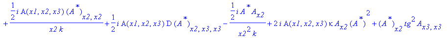 eq54 := 1/2*I/k*A^`*`*A[x2,x2,x2]-A[x2]*tg^2*(A^`*`)[x3,x3]-2/exp(x2^2/wp^2)^2*A^`*`*g*A[x2]+2*I*kappa*A(x1,x2,x3)^2*A^`*`*(A^`*`)[x2]-A^`*`*tg^2*A[x2,x3,x3]+1/2*I/x2/k*A^`*`*A[x2,x2]+1/2*I/x2/k*A(x1,x...