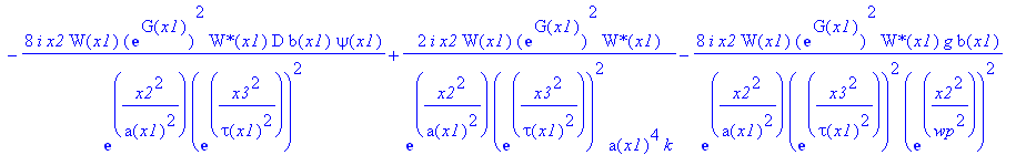 eq55 := -32*I*x2*W(x1)*exp(G(x1))^2/exp(x2^2/a(x1)^2)/exp(x3^2/tau(x1)^2)^2*`W*`(x1)/tau(x1)^4*tg^2*b(x1)*x3^2+16*I*x2*W(x1)*exp(G(x1))^2/exp(x2^2/a(x1)^2)/exp(x3^2/tau(x1)^2)^2*`W*`(x1)/tau(x1)^2*tg^2...