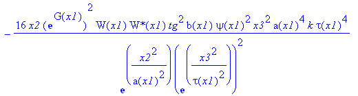 eq57 := 4*x2*exp(G(x1))^2/exp(x2^2/a(x1)^2)/exp(x3^2/tau(x1)^2)^2/wp^2*W(x1)*`W*`(x1)*K*a(x1)^4*k*tau(x1)^4-2*x2*exp(G(x1))^2/exp(x2^2/a(x1)^2)/exp(x3^2/tau(x1)^2)^2*`W*`(x1)*W[x1]*b(x1)*a(x1)^4*k*tau(...