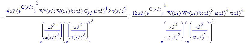 eq57 := 4*x2*exp(G(x1))^2/exp(x2^2/a(x1)^2)/exp(x3^2/tau(x1)^2)^2/wp^2*W(x1)*`W*`(x1)*K*a(x1)^4*k*tau(x1)^4-2*x2*exp(G(x1))^2/exp(x2^2/a(x1)^2)/exp(x3^2/tau(x1)^2)^2*`W*`(x1)*W[x1]*b(x1)*a(x1)^4*k*tau(...