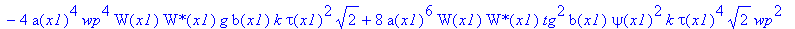 eq58 := -4*tau(x1)*csgn(conjugate(tau(x1)))*Pi^(3/2)*(8*a(x1)^6*W(x1)*`W*`(x1)*b(x1)*G[x1]*k*tau(x1)^2*2^(1/2)*wp^2+2*a(x1)^4*`W*`(x1)*W[x1]*b(x1)*k*tau(x1)^2*wp^4*2^(1/2)+4*a(x1)^4*W(x1)*`W*`(x1)*b(x1...