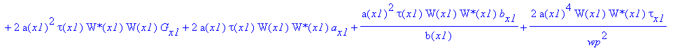 eq59 := 4*a(x1)^4*tau(x1)/wp^2*`W*`(x1)*W(x1)*G[x1]+2*a(x1)^4*tau(x1)/wp^2*`W*`(x1)*W[x1]+4*a(x1)^3*tau(x1)/wp^2*`W*`(x1)*W(x1)*a[x1]+2*a(x1)^2*tau(x1)*`W*`(x1)*W(x1)*G[x1]+2*a(x1)*tau(x1)*W(x1)*`W*`(x...