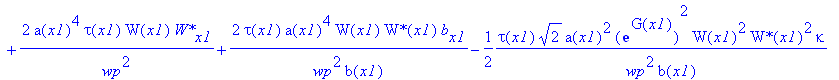 eq59 := 4*a(x1)^4*tau(x1)/wp^2*`W*`(x1)*W(x1)*G[x1]+2*a(x1)^4*tau(x1)/wp^2*`W*`(x1)*W[x1]+4*a(x1)^3*tau(x1)/wp^2*`W*`(x1)*W(x1)*a[x1]+2*a(x1)^2*tau(x1)*`W*`(x1)*W(x1)*G[x1]+2*a(x1)*tau(x1)*W(x1)*`W*`(x...