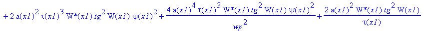 eq59 := 4*a(x1)^4*tau(x1)/wp^2*`W*`(x1)*W(x1)*G[x1]+2*a(x1)^4*tau(x1)/wp^2*`W*`(x1)*W[x1]+4*a(x1)^3*tau(x1)/wp^2*`W*`(x1)*W(x1)*a[x1]+2*a(x1)^2*tau(x1)*`W*`(x1)*W(x1)*G[x1]+2*a(x1)*tau(x1)*W(x1)*`W*`(x...