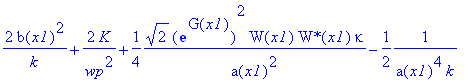 2/k*b(x1)^2+2/wp^2*K+1/4*1/a(x1)^2*2^(1/2)*exp(G(x1))^2*W(x1)*`W*`(x1)*kappa-1/2*1/(a(x1)^4*k)