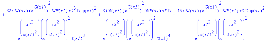 eq64 := -8*I*W(x1)^2*exp(G(x1))^4/exp(x2^2/a(x1)^2)^2/exp(x3^2/tau(x1)^2)^4*`W*`(x1)^2*x3/tau(x1)^2*kappa-8*I*W(x1)*exp(G(x1))^2/exp(x2^2/a(x1)^2)/exp(x3^2/tau(x1)^2)^2/exp(x2^2/wp^2)^2*`W*`(x1)*x3*g*p...