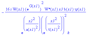 eq64 := -8*I*W(x1)^2*exp(G(x1))^4/exp(x2^2/a(x1)^2)^2/exp(x3^2/tau(x1)^2)^4*`W*`(x1)^2*x3/tau(x1)^2*kappa-8*I*W(x1)*exp(G(x1))^2/exp(x2^2/a(x1)^2)/exp(x3^2/tau(x1)^2)^2/exp(x2^2/wp^2)^2*`W*`(x1)*x3*g*p...