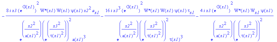 eq65 := -4*I*x3*exp(G(x1))^2/exp(x2^2/a(x1)^2)/exp(x3^2/tau(x1)^2)^2*`W*`(x1)*W(x1)*psi[x1]-8*I*x3*exp(G(x1))^2/exp(x2^2/a(x1)^2)/exp(x3^2/tau(x1)^2)^2*`W*`(x1)*W(x1)*psi(x1)*G[x1]-8*I*x3*exp(G(x1))^2/...