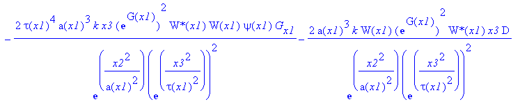 eq66 := -2*tau(x1)^4*k*x3*exp(G(x1))^2/exp(x2^2/a(x1)^2)/exp(x3^2/tau(x1)^2)^2*`W*`(x1)*W(x1)*psi(x1)*x2^2*a[x1]-4*tau(x1)^4*a(x1)*W(x1)*exp(G(x1))^2/exp(x2^2/a(x1)^2)/exp(x3^2/tau(x1)^2)^2*`W*`(x1)*x3...