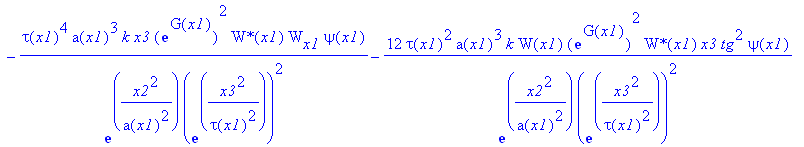 eq66 := -2*tau(x1)^4*k*x3*exp(G(x1))^2/exp(x2^2/a(x1)^2)/exp(x3^2/tau(x1)^2)^2*`W*`(x1)*W(x1)*psi(x1)*x2^2*a[x1]-4*tau(x1)^4*a(x1)*W(x1)*exp(G(x1))^2/exp(x2^2/a(x1)^2)/exp(x3^2/tau(x1)^2)^2*`W*`(x1)*x3...