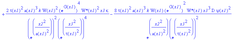 eq66 := -2*tau(x1)^4*k*x3*exp(G(x1))^2/exp(x2^2/a(x1)^2)/exp(x3^2/tau(x1)^2)^2*`W*`(x1)*W(x1)*psi(x1)*x2^2*a[x1]-4*tau(x1)^4*a(x1)*W(x1)*exp(G(x1))^2/exp(x2^2/a(x1)^2)/exp(x3^2/tau(x1)^2)^2*`W*`(x1)*x3...