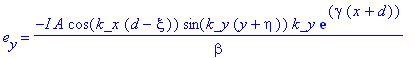 e[y] = -I*A*cos(k_x*(d-xi))*sin(k_y*(y+eta))*k_y*exp(gamma*(x+d))/beta