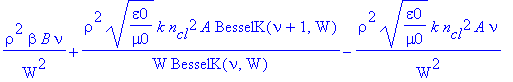 eq20 := -1/U^2*rho^2*beta*B*nu-1/U*rho^2*(epsilon0/mu0)^(1/2)*k*n[co]^2*A/BesselJ(nu,U)*BesselJ(nu+1,U)+1/U^2*rho^2*(epsilon0/mu0)^(1/2)*k*n[co]^2*A*nu = 1/W^2*rho^2*beta*B*nu+1/W*rho^2*(epsilon0/mu0)^...