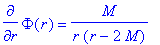 diff(Phi(r),r) = M/(r*(r-2*M))