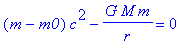 (m-m0)*c^2-G*M*m/r = 0