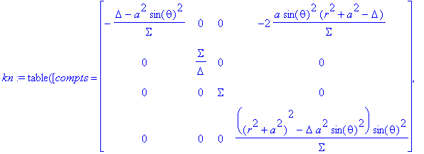 kn := TABLE([compts = matrix([[-(Delta-a^2*sin(thet...