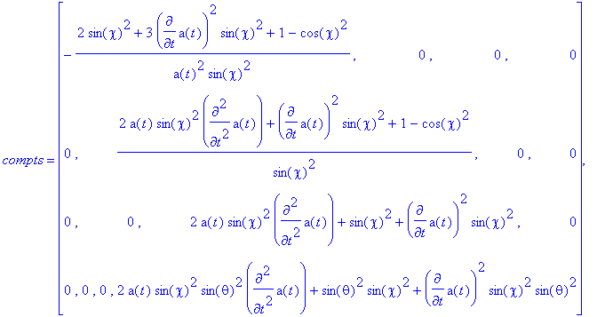 G := TABLE([compts = matrix([[-(2*sin(chi)^2+3*diff...