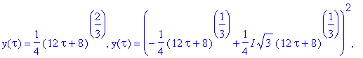 y(tau) = 1/4*(12*tau+8)^(2/3), y(tau) = (-1/4*(12*t...