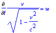Diff(v/(sqrt(1-v^2/(c^2))),t) = w