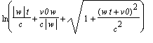 ln(abs(w)*t/c+v0*w/(c*abs(w))+sqrt(1+(w*t+v0)^2/(c^...