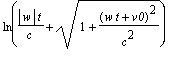 ln(abs(w)*t/c+sqrt(1+(w*t+v0)^2/(c^2)))
