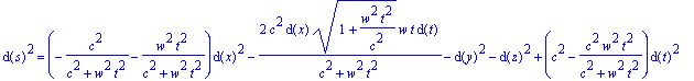 d(s)^2 = (-c^2/(c^2+w^2*t^2)-w^2*t^2/(c^2+w^2*t^2))...