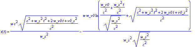 r(t) = w*c^2*sqrt((c^2+w_s^2*t^2+2*w_v0*t+v0_s^2)/(...