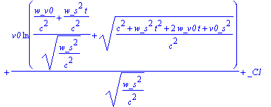 r(t) = w*c^2*sqrt((c^2+w_s^2*t^2+2*w_v0*t+v0_s^2)/(...