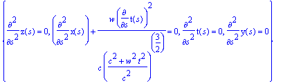 {diff(z(s),`$`(s,2)) = 0, diff(x(s),`$`(s,2))+w*dif...